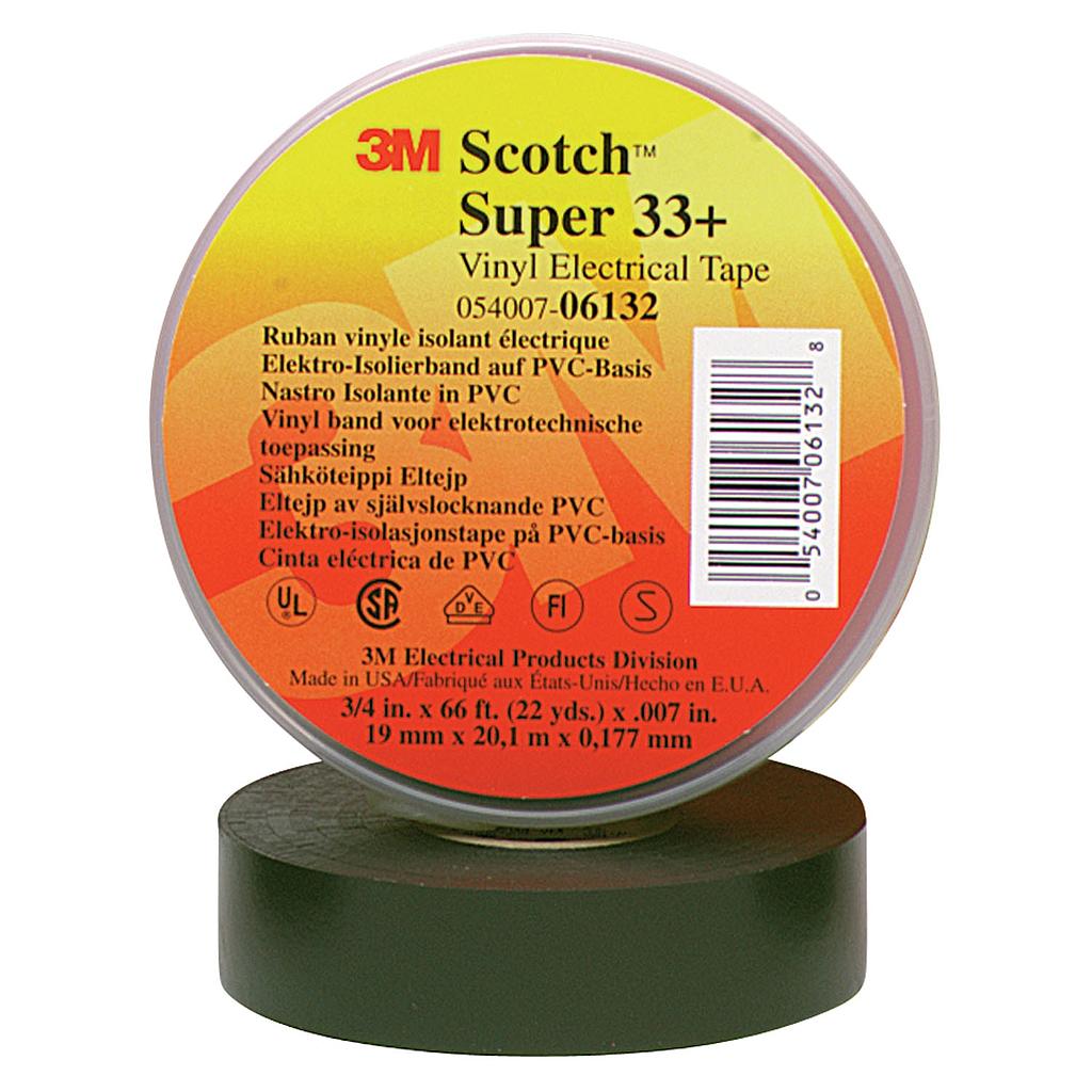 CINTA AISL PVC NEGRA 33+ PREMIUM 19MM X 20M SCOTCH SUPER 33+