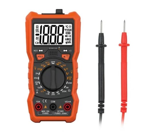 MULTIMETRO DIGITAL DISPLAY 3-5/6 DIG  ALCANCES: TENSION h/ 600VCA/VCC,  CORR h/ 10Acc, RESIST h/ 20MΩ, TEMP.: -20/1000ºC, PRUEBA DE DIODOS Y TRANSIST hFe, CONTINUIDAD Y BUZZER, RETEN. DE LECTURA, BACKLIGHT, DET DE TENS SIN CONTACTO NCV, LINTERNA, Cat III 600V  (EX DT33C)