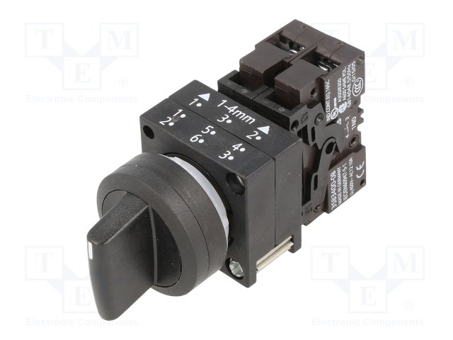 (CONSULTAR) SELECTOR PERILLA NEGRA 3 POS C/RETOR 1NA-1NA PLASTICA