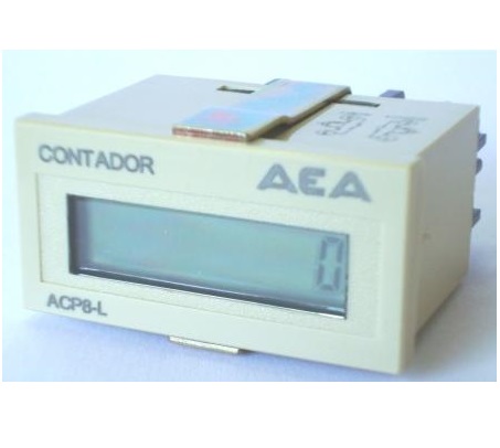 CONTADOR ELECT. 8 DIG. ACP8-L  48x24MM  BATERIA INCORP.  ENT. TRANSIT.   RESET EXT.