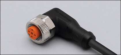 CONECTOR HEMBRA ACODADO M12 4P 4H ALIM 10-36VCC 10M PUR INDIC LED