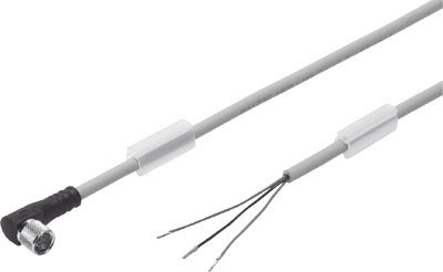 CABLE NEBU-M8W3P-K-2.5-LE3 / CONEX IZQ ZOC ACODADO M8 / LED-PNP / 3H / LONG 2,5M / CONEX DER EXT ABIERTO 3 CONTAC