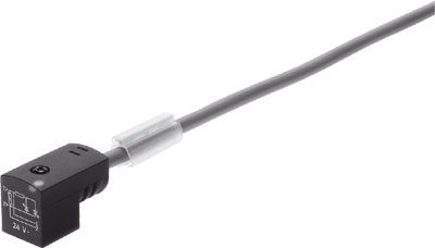 CABLE DE CONEXION / 24V / ZOCALO ACODADO - FORMA C - 3 CONTAC / P/VALVULAS VUVS-MEBH-MOEBH-BOBINAS N2 / CABLE 2.5M