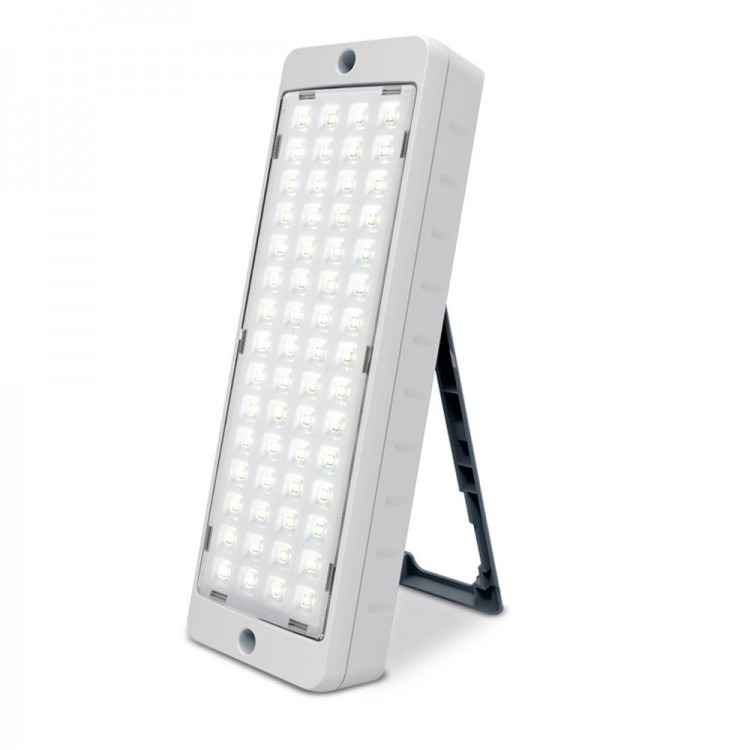 LUZ EMERGENCIA SLIM AUTONOMA 60 LEDS 2/10HS NO PERMANENTE AGUJEROS PASANTES BAT LITIO 4V 2AH