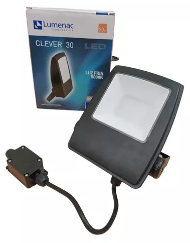 (OUTLET) (DISCONT) PROY LED 30W DIFUSOR OPAL ABS NEGRO IP65 C/VIDRIO