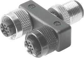 CONECTOR NEDU-L2R1-V10-M12G5-M12G5 / UNION T / 1 LADO M12 5P MACHO - 2 SALIDAS M12 5P HEMBRA / 0-30VDC / IP67