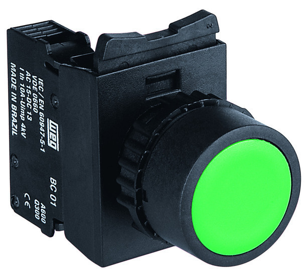 PULSADOR LUMINOSO RAS VERDE 1NA IP66 COMPLETO LED 220/240VCA/VCC   CSW-BFI2-10-FD66-3VF