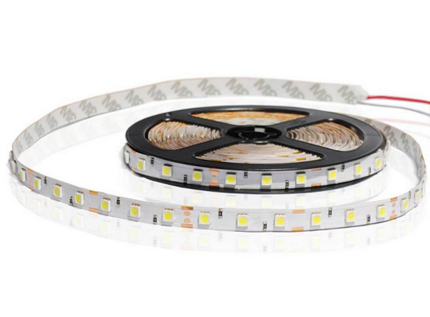 TIRA FLEXIBLE 60 LEDS   14.4W/mt (X 5 METROS) C/ADHESIVO 3M BLANCO FRIO IP66 4500LM 12VDC 5050SMD 40000HS DIMERIZABLE