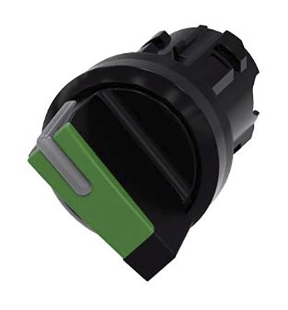 SELECTORA ILUMINABLE 2 POS C/RETEN NEGRA SEÑALADOR VERDE PLASTICO (SIN CONTACTOS) IP69K (*EP)