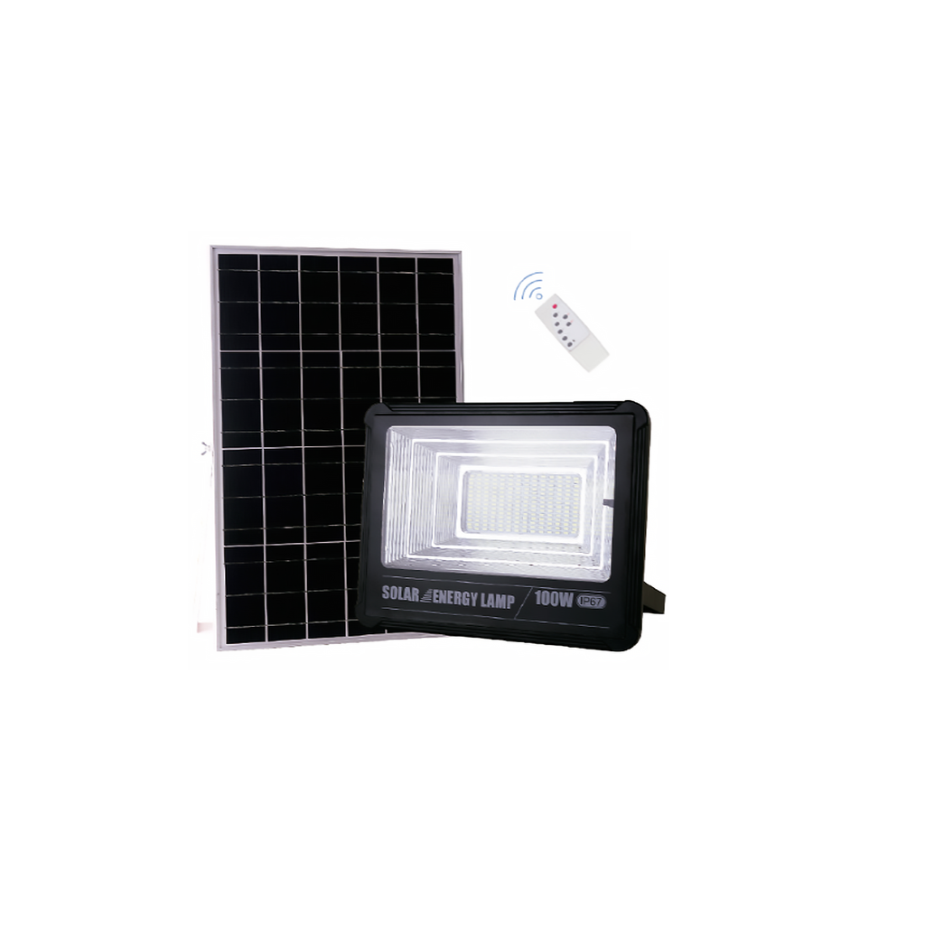 (DISCONT) PROYECTOR/REFLECTOR SOLAR LED 100W C/PANEL Y CONTROL REMOTO