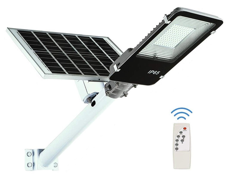 (DISCONT) LUMINARIA SOLAR LED 100W C/SOPORTE, PANEL Y CONTROL REMOTO