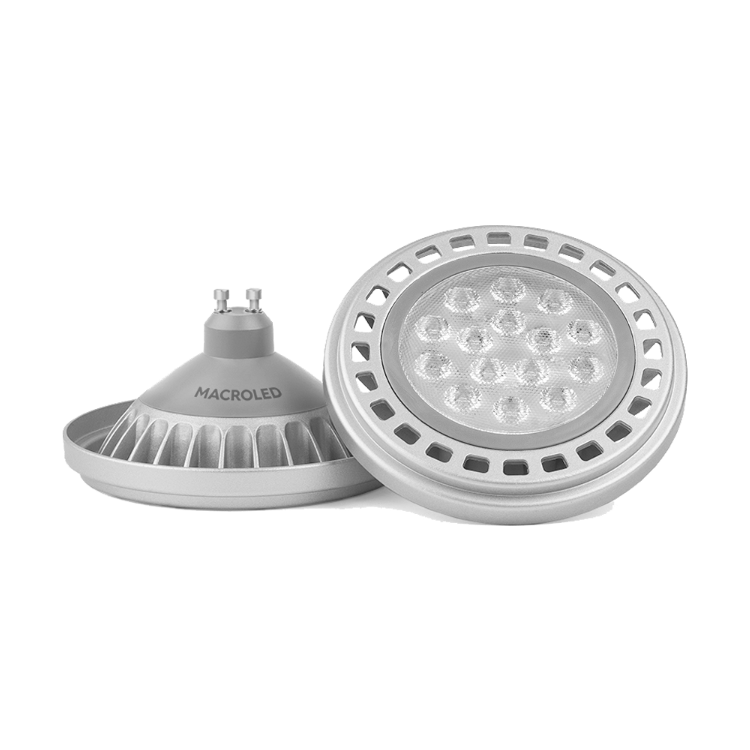 LAMP LED AR111 ALUM GRIS GU10 15W 200-240V LUZ CALIDA 2700K 1300LM 30000HS  DIMERIZABLE LUZ CALIDA