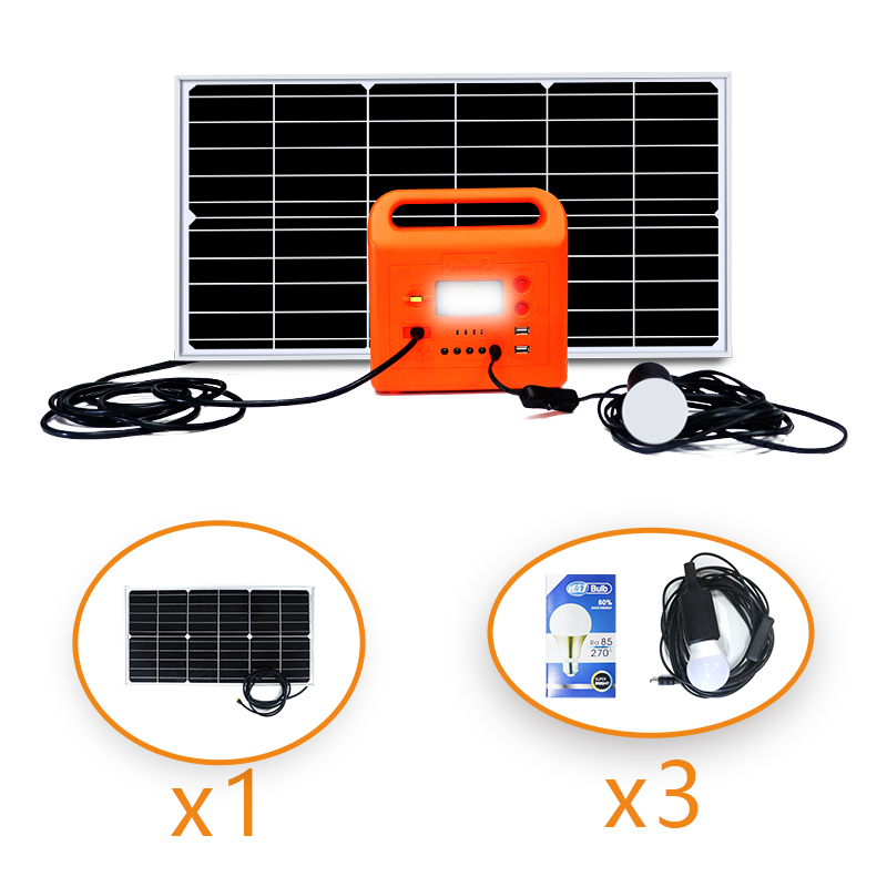 KIT SOLAR PORTATIL 40W / 6V CON SALIDA USB Y APTO LUCES LED 6V + BATERÍA 3.2V/180WH + PANEL SOLAR 40W