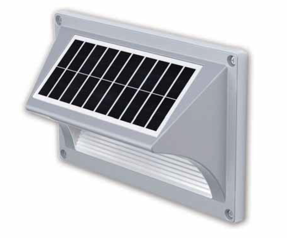 APLIQUE SOLAR  CUERPO EN ALUMINIO Y PLASTICO 0.5W CON SENSOR DE LUZ, DIMERIZACION AUTOMATICA - 3000k 500 LUMENES - IP65 - Li-ion Battery -