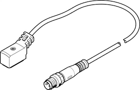 CABLE NEBV-Z4WA2L-R-E-2.5-N-M8G3-S1 / P/ VALVULAS / CONEX. IZQ. ZOC. ACODADO 45º - 2 CONTAC - CONEX. DER. CONECTOR M8 - 3 PINES / CABLE 2.5MT