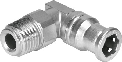 RACOR RAPIDO CRQSL-3/8-10 / FORMA L / CONEX NEU R3/8 - RACOR 10MM / ROSCA EXT CON HEXAGONO EXT / ACERO INOX