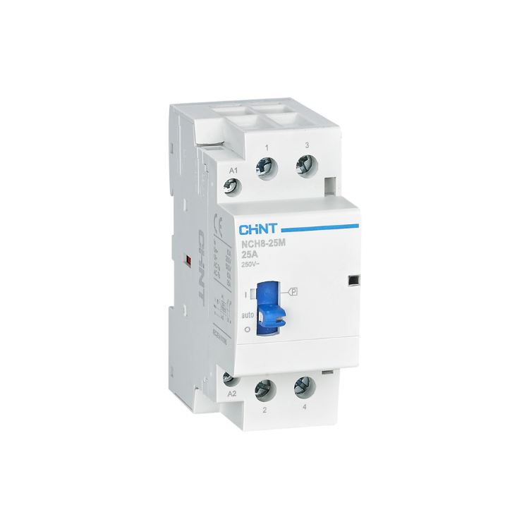 CONTACTOR MODULAR P/ RIEL DIN   NCH8-25M/20 - In:25A 2NA - Man/Rem - Bob: 220-240VCA - 1 MOD DIN