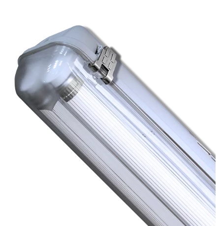 PLAFON ESTANCO DE 1200mm VACÍO C/ZOCALO P/TUBOS LED 2x 18W (SIMIL MAREA 220 2x 36W)