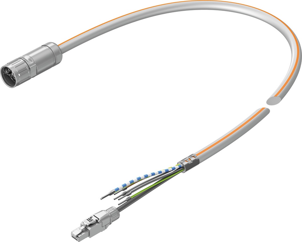 CABLE MOTOR NEBM-M23G15-EH-5-Q7N-R3LEG14 / CONEX. IZQ. ZOC. RECTO M23 - 15 PINES / CONEX. DER. RJ45 - 14 PINES / LONG. CABLE 5M