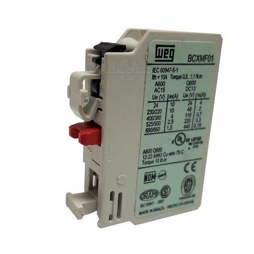 [BCX MF 01] BLOQUE DE CONTACTOS AUX BCX MF01 1NC FRONT P/CONTACTOR