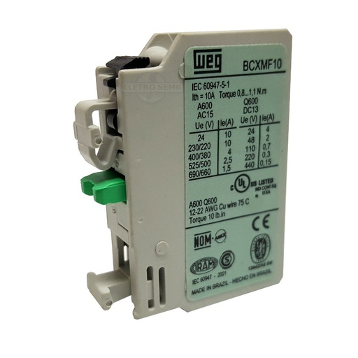 [BCX MF 10] BLOQUE DE CONTACTOS AUX BCX MF10 1NA FRONT P/CONTACTOR