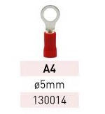 [126769] TERMINAL PREAISL OJAL  D5mm 0.25-1.5MM2 ROJO   A4  X UNIDAD - VENTA POR CAJA DE 100U