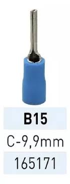 [126825] TERMINAL PREAISL PUNTA RIGIDA LARGO 1.5-2.6MM2 AZUL   B15  X UNIDAD - VENTA POR CAJA DE 100U