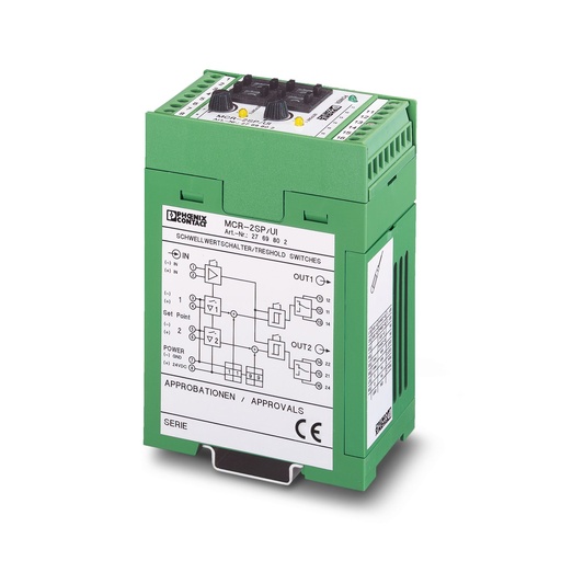 [MCR-2SP-UI-DC] INT P/VALORES LIMITE MCR C/2 CTOS RELE AJUSTABLES C/ENERGIA AUX C/SEPARACION GALV ENT 0-10V/0-20MA