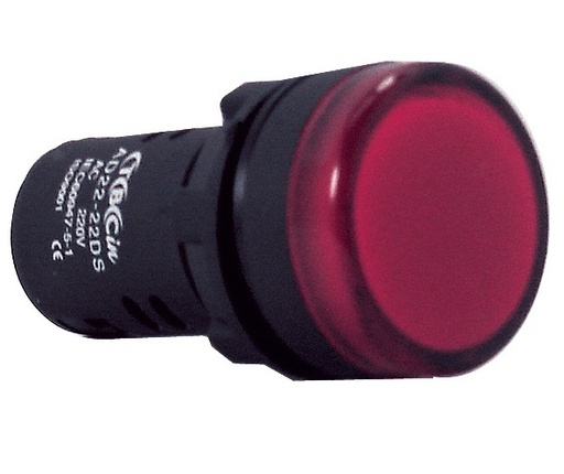 [136770] OJO DE BUEY C/LED D22 PLASTICO 220V ROJO