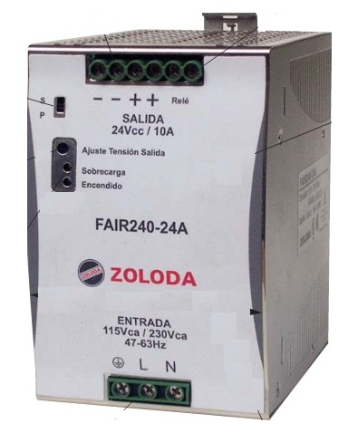 [FAIRN120-24A] FUENTE CONMUT MONOF RIEL DIN 24VCC 5A E:115/230VCA 120W CONEX TORN USO INDUSTRIAL   560.026