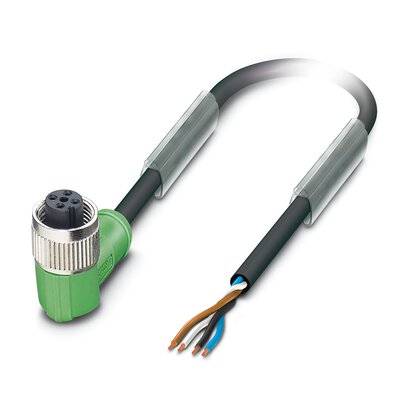 [SAC-4P- 5.0-PUR/M12FR] CABLE P/SENS ACTUADORES 4P PUR SIN HALOGENOS NEGRO EXTREMO CABLE LIBRE A CONECTOR HEMBRA ACODADO M12 LONG 5M