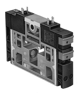 [163190] VALVULA CPV18-M1H-5LS-1/4 / 5/2 MONO / CAUDAL NOM. 1600L/MIN / CONEX NEU. TOMA COLEC. - G1/4 / 24VDC / CORREDERA / MUELLE NEU