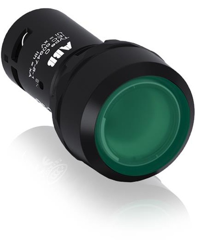 [CP1-13G-10] PULSADOR LUMINOSO 1NA LED VERDE 220VCA/VCC LINEA COMPACTA   CP1-13G-10