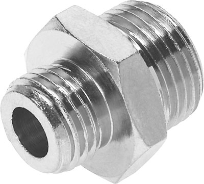 [8030270] EMPALME DOBLE NPFC-D-G18-G14-M / RECTO / CONEX NEU G1/8 - G1/4 / LATON NIQUELADO