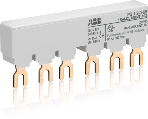 [PS1-2-0-65] BARRA DE CONEXION HASTA 65A PARA 2 MS116 Y MS132 Y 0 AUX   PS1-2-0-65