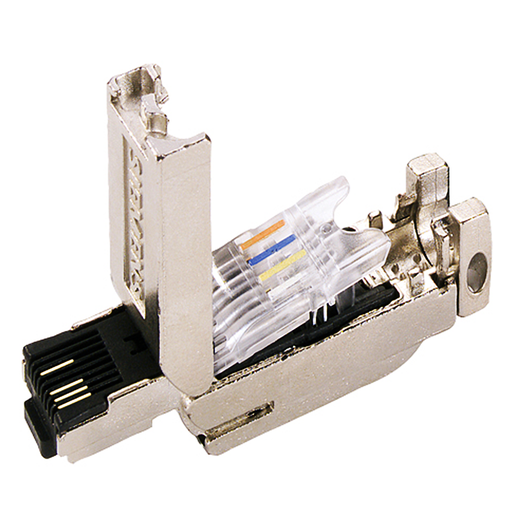 [100019917] IE FC CONECTOR RJ45  PLUG 180 2X2 (10/100MBIT/S) C/ CAJA DE METAL ROBUSTA Y TECNOLOGIA DE CONEX. FC  P/ CABLE IE FC 2X2 SALIDA CABLE 180º