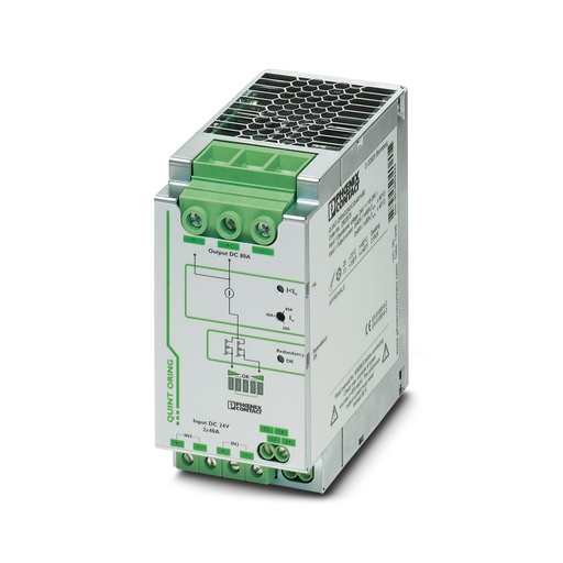 [QUINT-ORING/24DC/2X40/1X80] MODULO DE REDUNDANCIA ACTIVO QUINT PARA MONTAJE SOBRE CARRIL CON ACB TECHNOLOGY (AUTO CURRENT BALANCING) Y FUNCIONES DE MONITORIZACIÓN, ENTRADA 24 V DC / 2X 40 A, SALIDA 24 V DC / 1 X 80 A, INCL. ADAPTADOR UNIVERSAL PARA CARRIL UTA 107/30 MONTADO