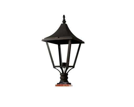 [100529] ARTEF FAROL CUADRADO CON BASE PARA PILAR H:570 A:250 DIAM BASE:120 H. BASE:120