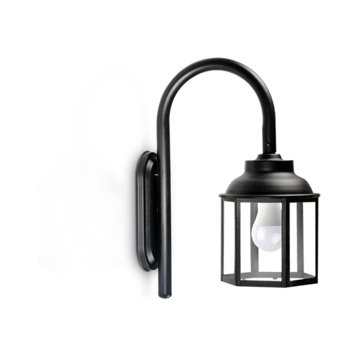 [104627] FAROL HEXAGONAL C/SOPORTE PARED CRUCETA NEGRO