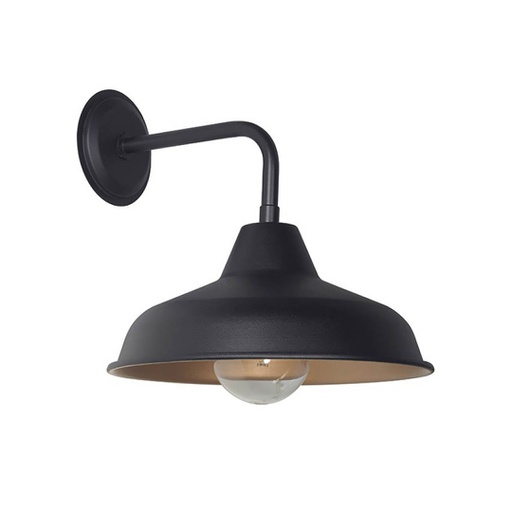 [108429] APLIQUE PARED CHAPA CONO 31CM C/ BARRAL "L" NEGRO INT ORO MATE