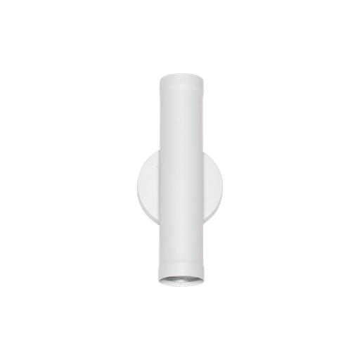 [108652] APLIQUE TUBO 2 LUCES BIDIRECCIONAL GU10 BLANCO DIAM 50X250 CON BASE REDONDA DIAM 110