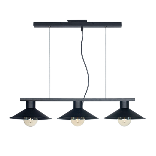 [109373] COLGANTE CHAPA ECO DIAMETRO 25cm 3 LUCES NEGRO CON REGLETA 66cm